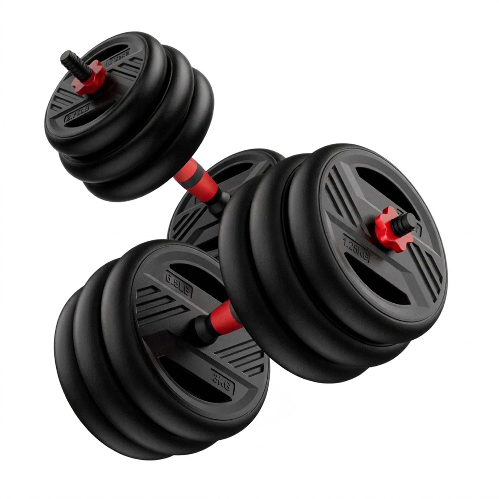 Adjustable Dumbbell Set, 90lbs Free Weight Set With Double Locknut, 5-in-1 Dumbbells Set Includes Barbell, Kettlebells, Push up Stand, Fitness Exercise for Home Gym Suitable Men/Women