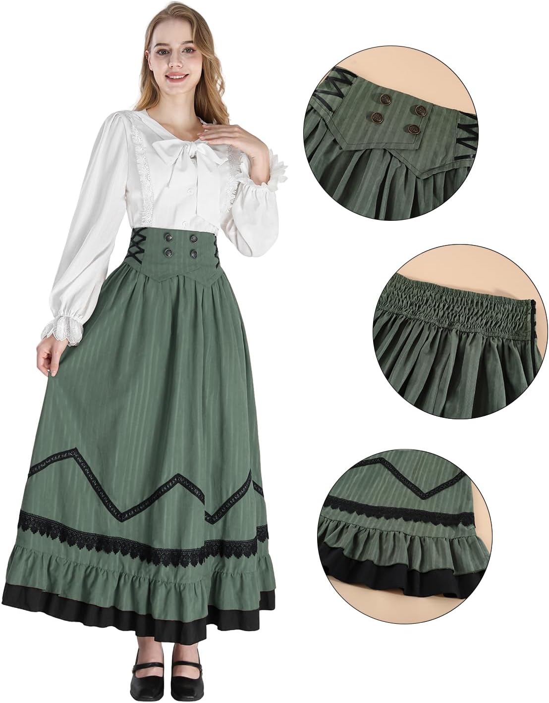 CR ROLECOS Victorian Dress Women Renaissance Gowns Edwardian Costume Vintage 1800s Dress - Image 6