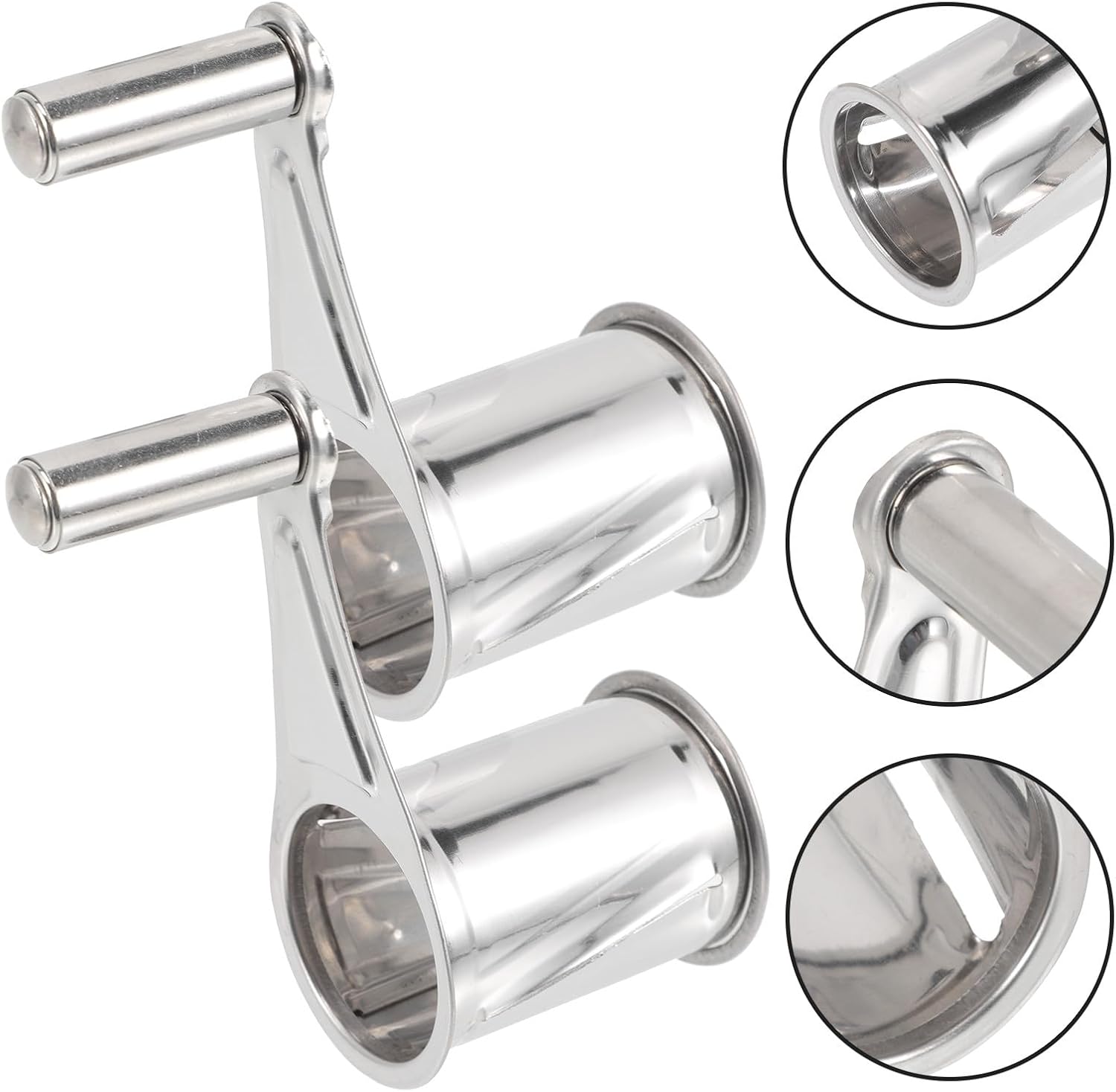 2pcs Stainless Steel Rotary Cheese Grater with Tubular Roller, Manual Handheld Kitchen Cheese Cutter for Shredding and Slicing, Household Kitchen Gadgets