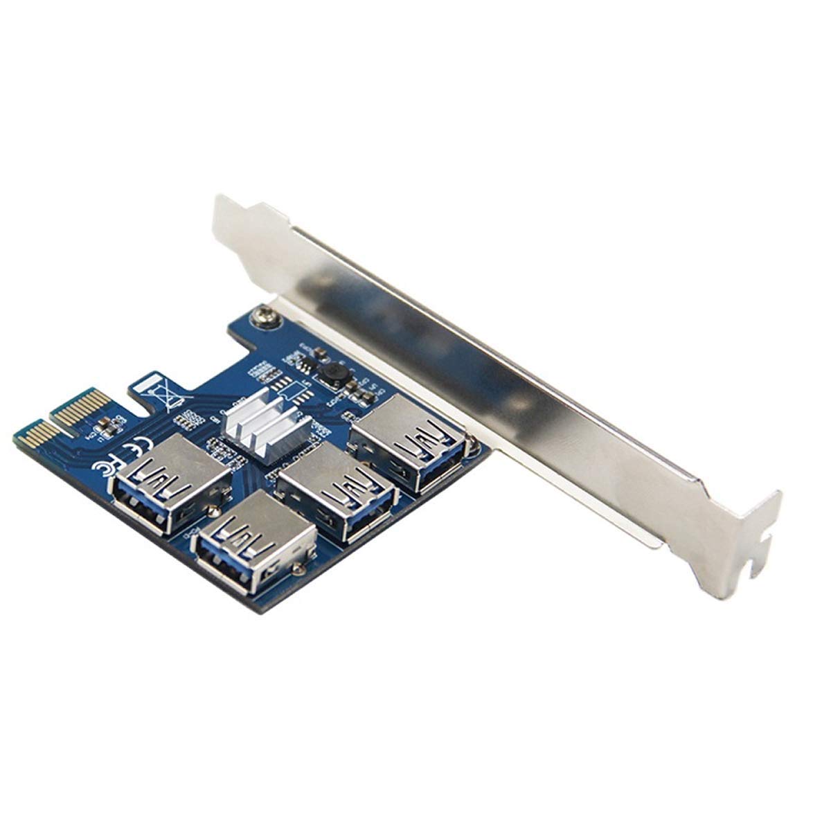LEAGY PCIe 1 to 4 PCI-Express Port 16X Slots USB3.0 Expansion Riser Card for Bitcoin Miners to Mine BTC Devices
