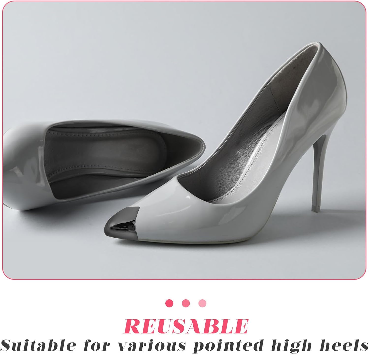 Lurrose 2 Pairs Metal High Heel Shoe Tip Protectors Reusable Toe Guards for High-Heeled Shoes Easy to Install Heel Caps and Decorative Use