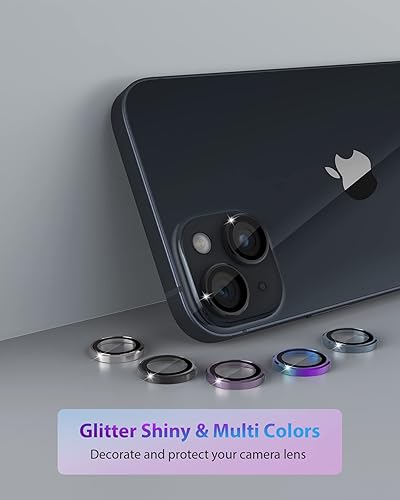 Miniatura 5 de Protector de lente de cámara de diseño para iPhone 14 PlusiPhone 14  Bandeja automática de aleación de aluminio más 9H protector de pantalla de