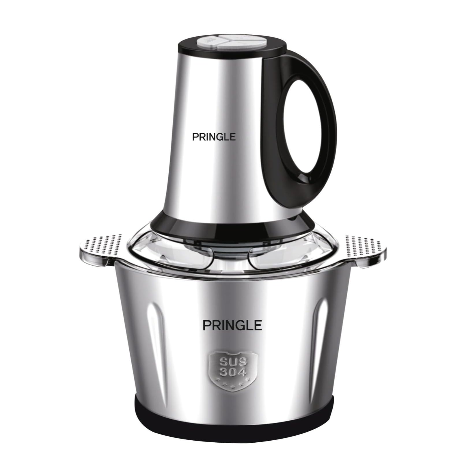 Pringle QUADMAX Vegetable & Meat Chopper for Kitchen, Garlic Peeler, Egg Whisker, 3L Bowl, 400W Motor, 3 Speed Settings, Meat Grinder, Vegetable Mixer, Stainless Steel Body, Onion, Garlic, Fruits-image-8