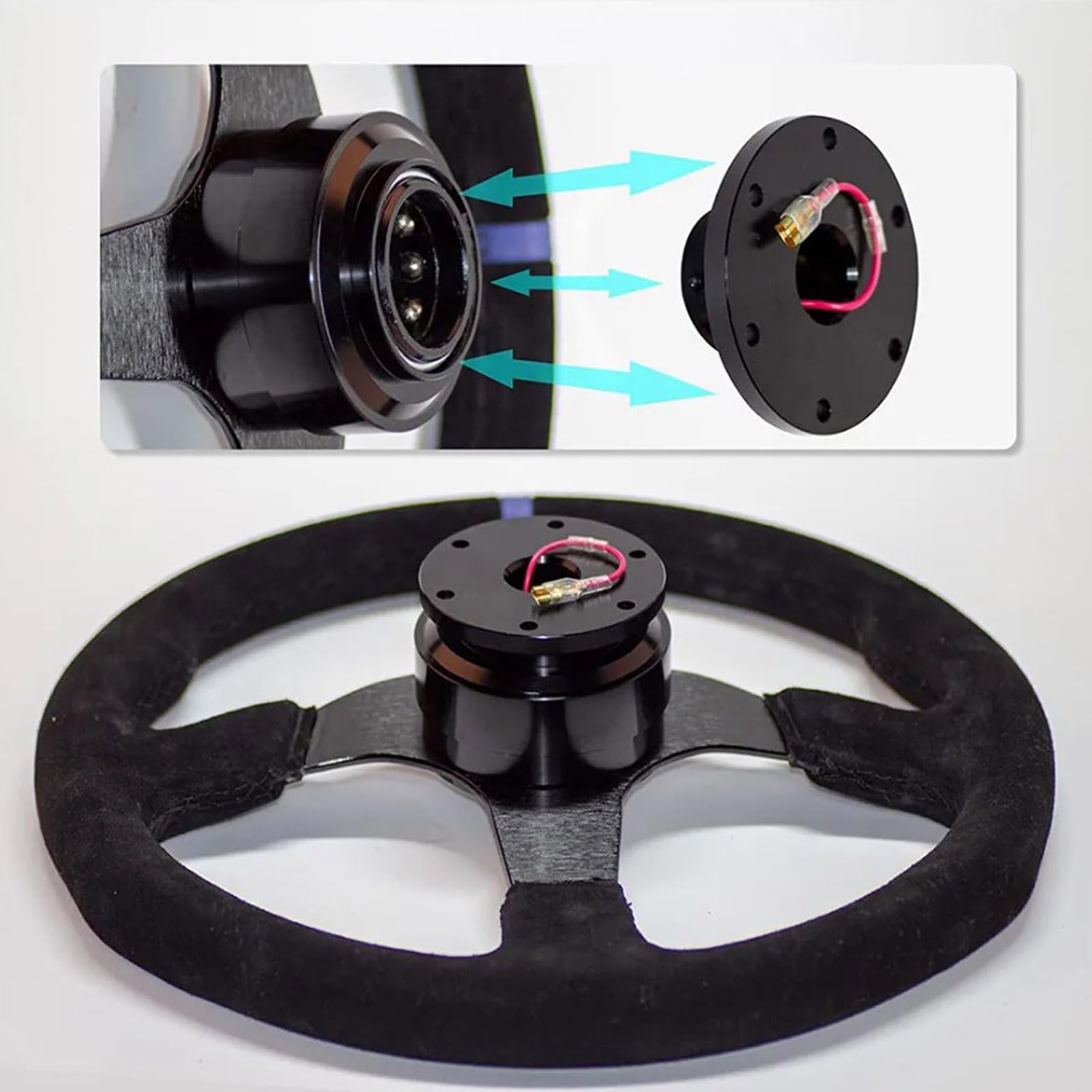 Volant à Dégagement Rapide, 6 Trous Universel Volant Snap Off Boss Kit Vis Boule Volant à Dégagement Rapide Adaptateur de Moyeu Kit de Démolition pour Racing Rally Motorsport, Noir