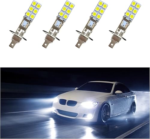 4 luces antiniebla LED H3 para automóvil, 12SMD 5050 antiniebla, luces de circulación diurna superbrillantes de 6000 K, repuesto para la mayoría de