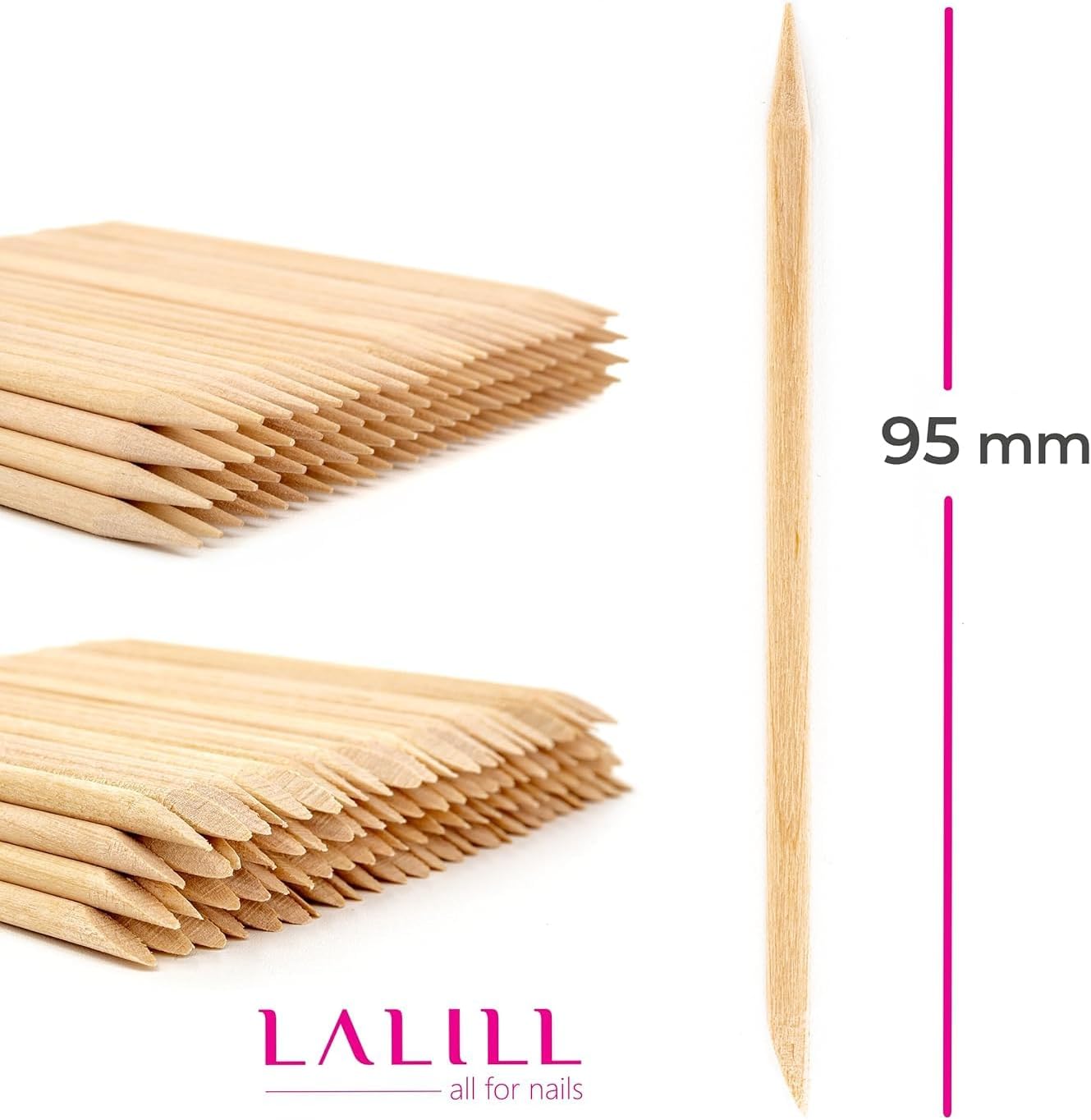 LALILL Drewniane patyczki 100 sztuk - Pędzel do skórek - Pomarańczowe drewniane patyczki do manicure pedicure - patyczki do manicure do pielęgnacji skórek do tatuażu brwi piękna makijaż paznokcie