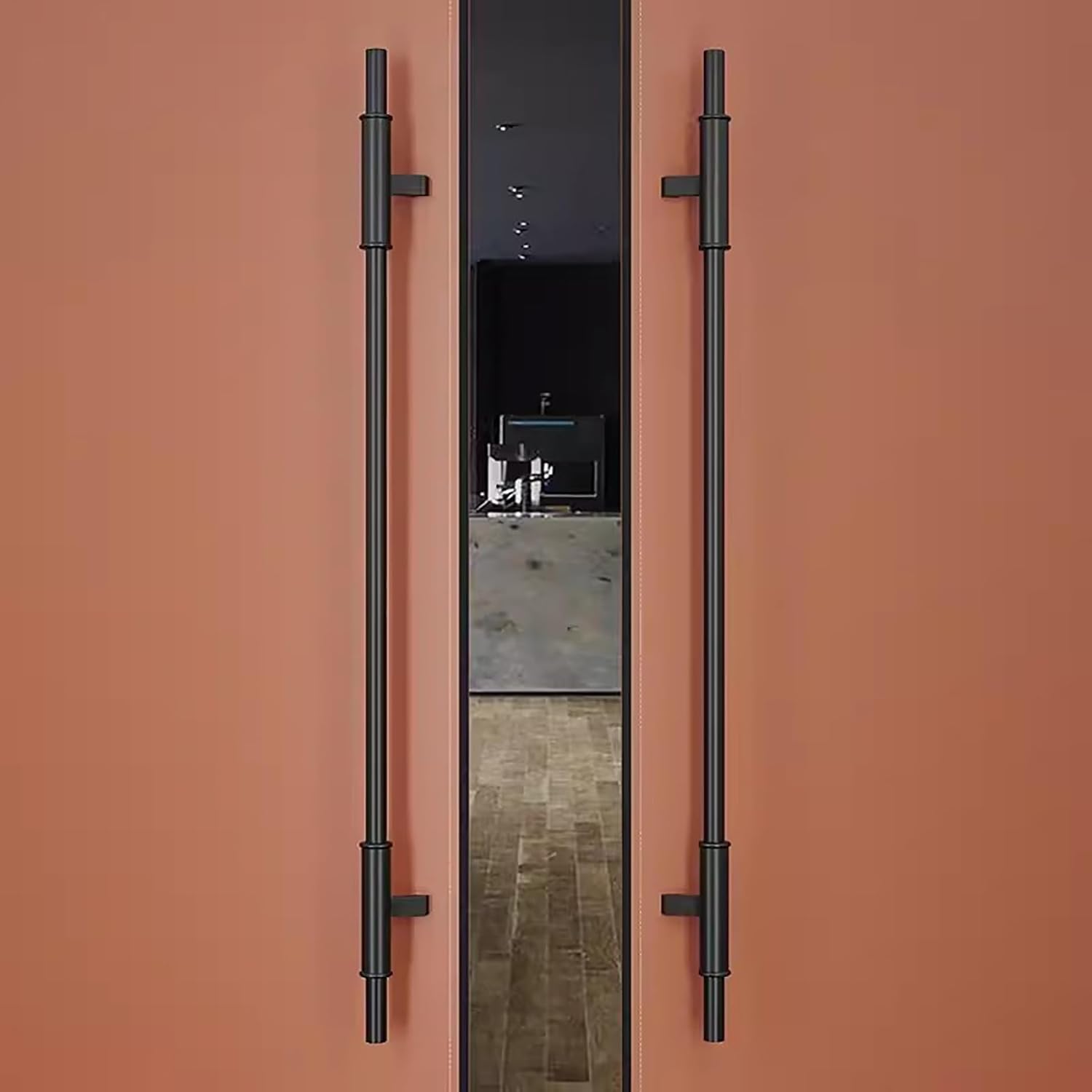 Long Heavy-Duty Commercial Grade Stainless Steel Push Pull Door Handle, Front Door/Patio/barn Door Handles Two Sided, Contemporary Stainless Steel Pull Bars (Color : Black, Size : 70.8in/