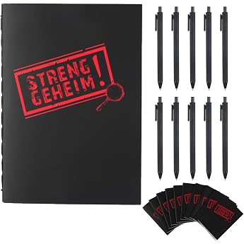 Strictly Secret Notepads 10 Small Notebooks with 10 Ballpoint Pens