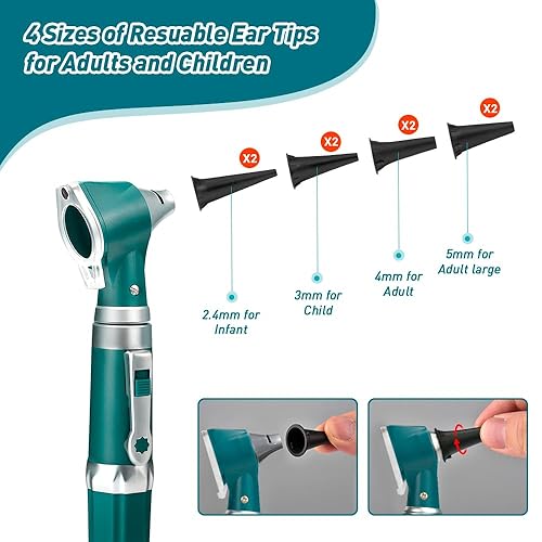 Miniatura 48 de SCIAN Otoscopio de 2ª generación con luz, herramienta de diagnóstico para el cuidado de los oídos con pantalla LCD, juego de otoscopio médico