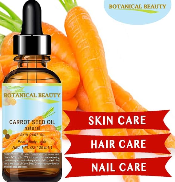 CARROT SEED OIL 100 % Natural Cold Pressed Carrier Oil. 0.33 Fl.oz.- 10 ml. Skin, Body, Hair and Lip Care. One of the best oils to rejuvenate and regenerate skin tissues. by Botanical Beauty