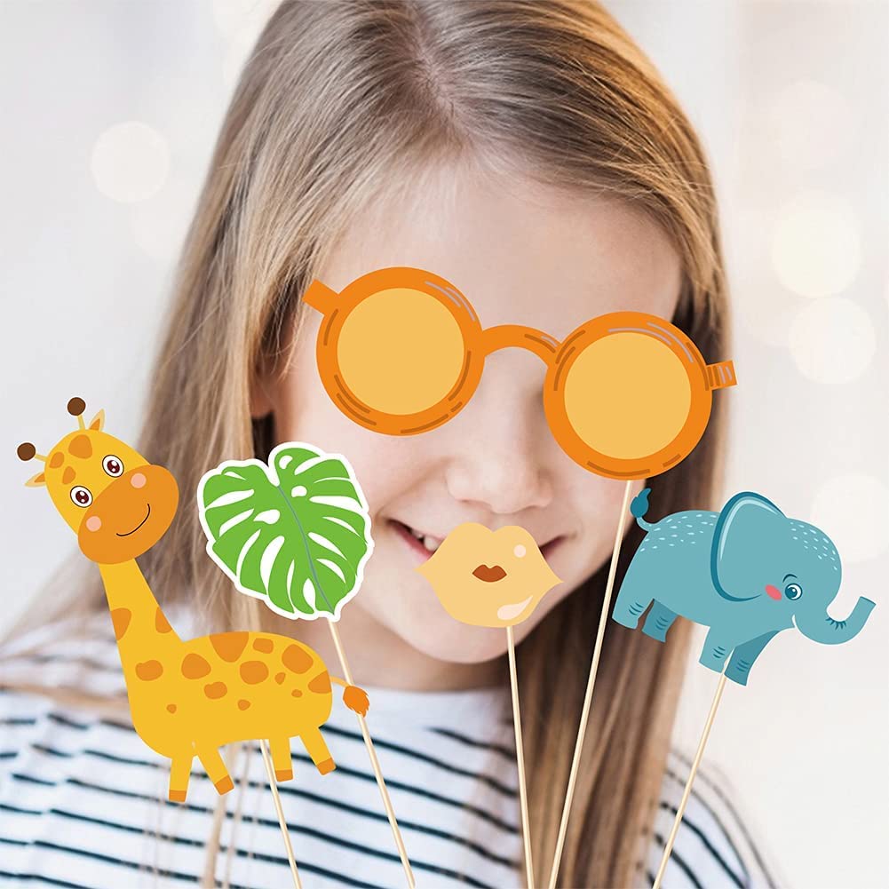 Kit 25 Accessori Photo Booth Tema Giungla - Per Feste E Compleanni - Foto 2