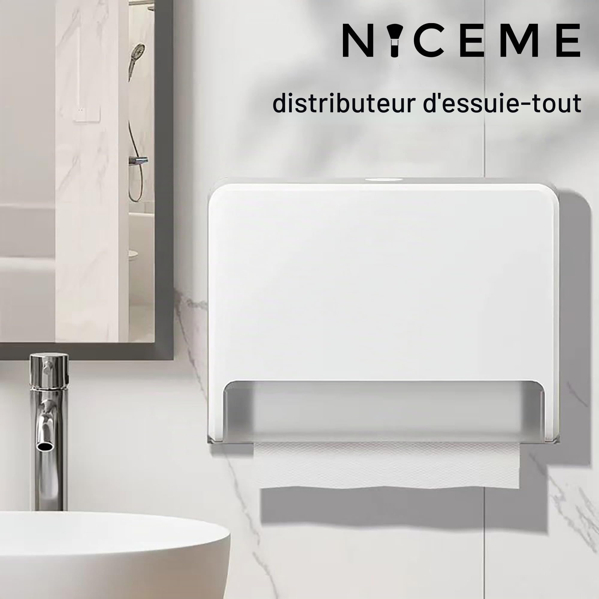 NICEME Distributeur de Serviettes en Papier, Support Mural Commercial, Adapté aux Maisons, Bureaux, Hôtels et Installations Commerciales, Blanc