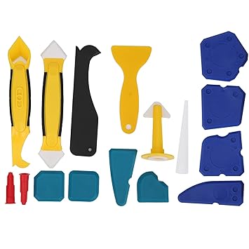 Grout Remover Tool, Sealant Scraper Tool, 16pcs Professional Durable Floor Grouting Door Sealing for DIY Enthusiasts Window Bathroom