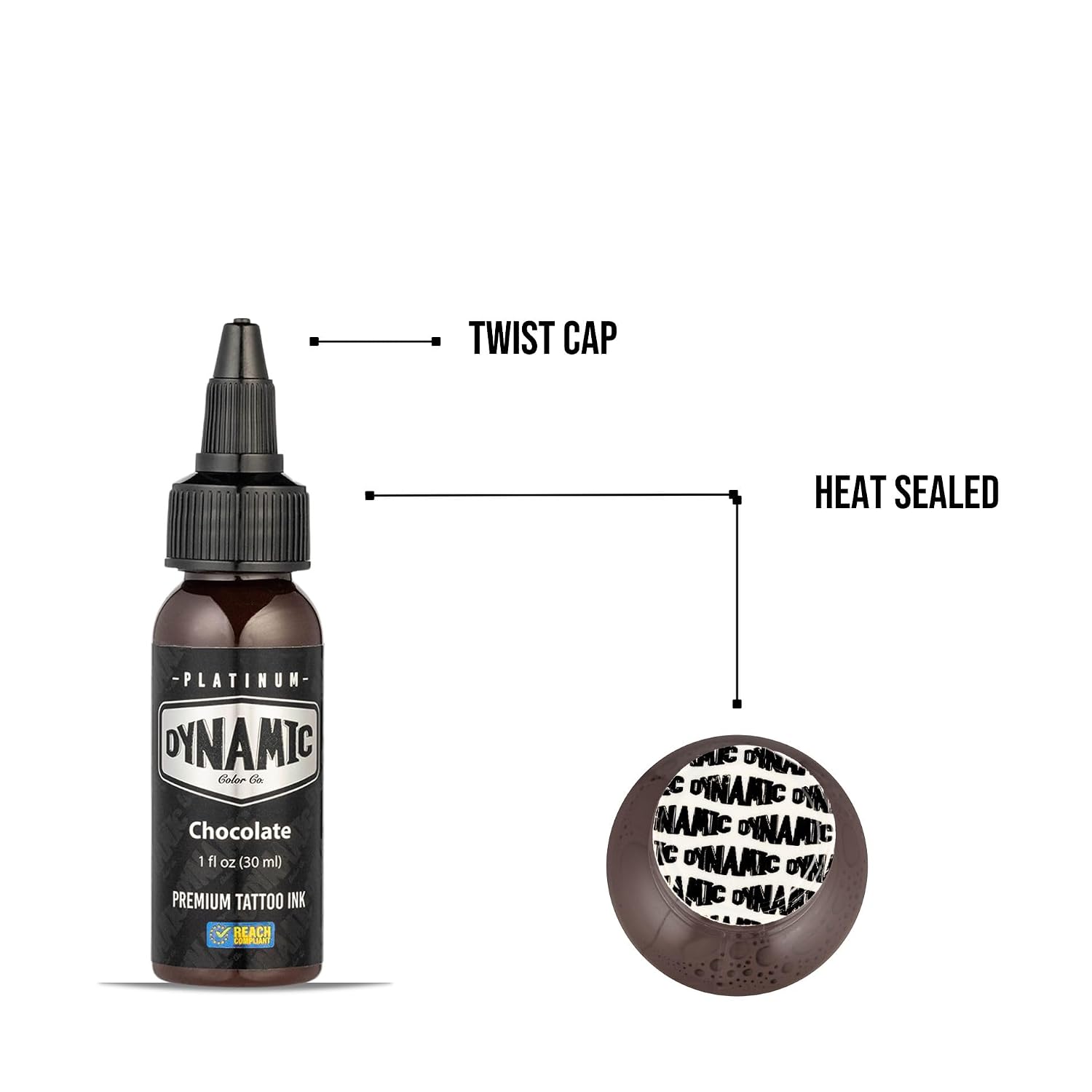 Dynamic Color Platinum Chocolate Tattoo Ink, Made in Spain, 1 oz | Sterilized, lot-numbered, and REACH compliant; vegan and never tested on animals; trusted by artists worldwide