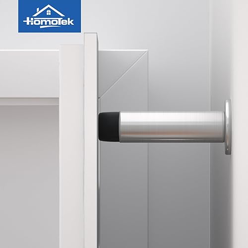 Miniatura 5 de HOMOTEK Paquete de 2 topes rígidos sólidos y resistentes para puertas amortiguadoras de sonido con punta de goma suave, protector de pared de zinc