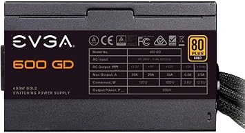 EVGA 100-GD-0600-V1, 600 GD, 80+ GOLD 600W, Power Supply