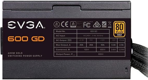 EVGA 100-GD-0600-V1, 600 GD, 80+ GOLD 600W, Power Supply