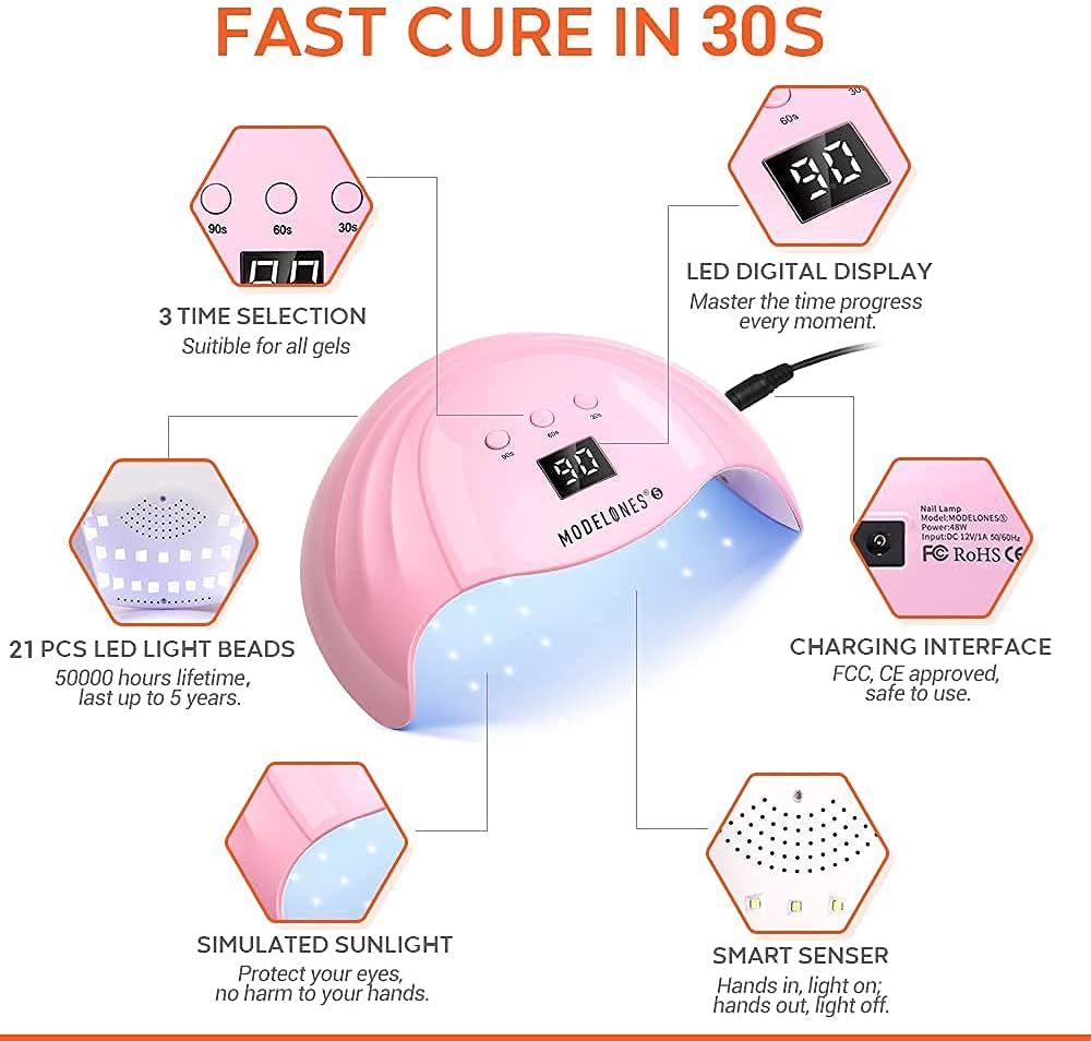 Modelones Gel Nail Kit with 48W Lamp, 12 Colors Pink Gel Nail Polish Set including Lamp Starter Kit - Image 5