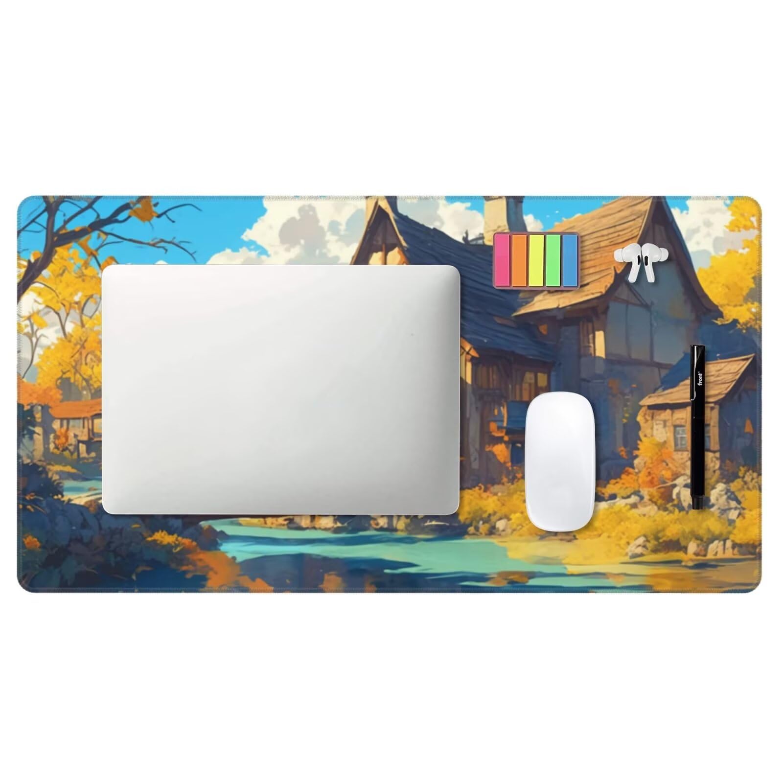 Alfombrilla de Ratón Gaming Grande XXL 1400x600x4mm con Bordes Cosidos, Tela de Micro Tejido, Base de Goma Antideslizante y Mouse Pad, para Teclado Escritorio, PC, Oficina Arroyo de la Cabina Y5028