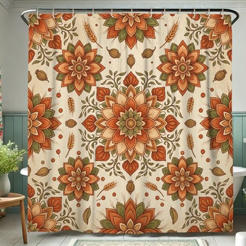 Rideau de douche imperméable en polyester motif automne orange 183x183 cm