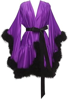 yinyyinhs Women's Feather Robe Silk Satin Bridal Dressing Gowns Short Nightgown Bathrobe Sleepwear Maternity Photoshoot Robe