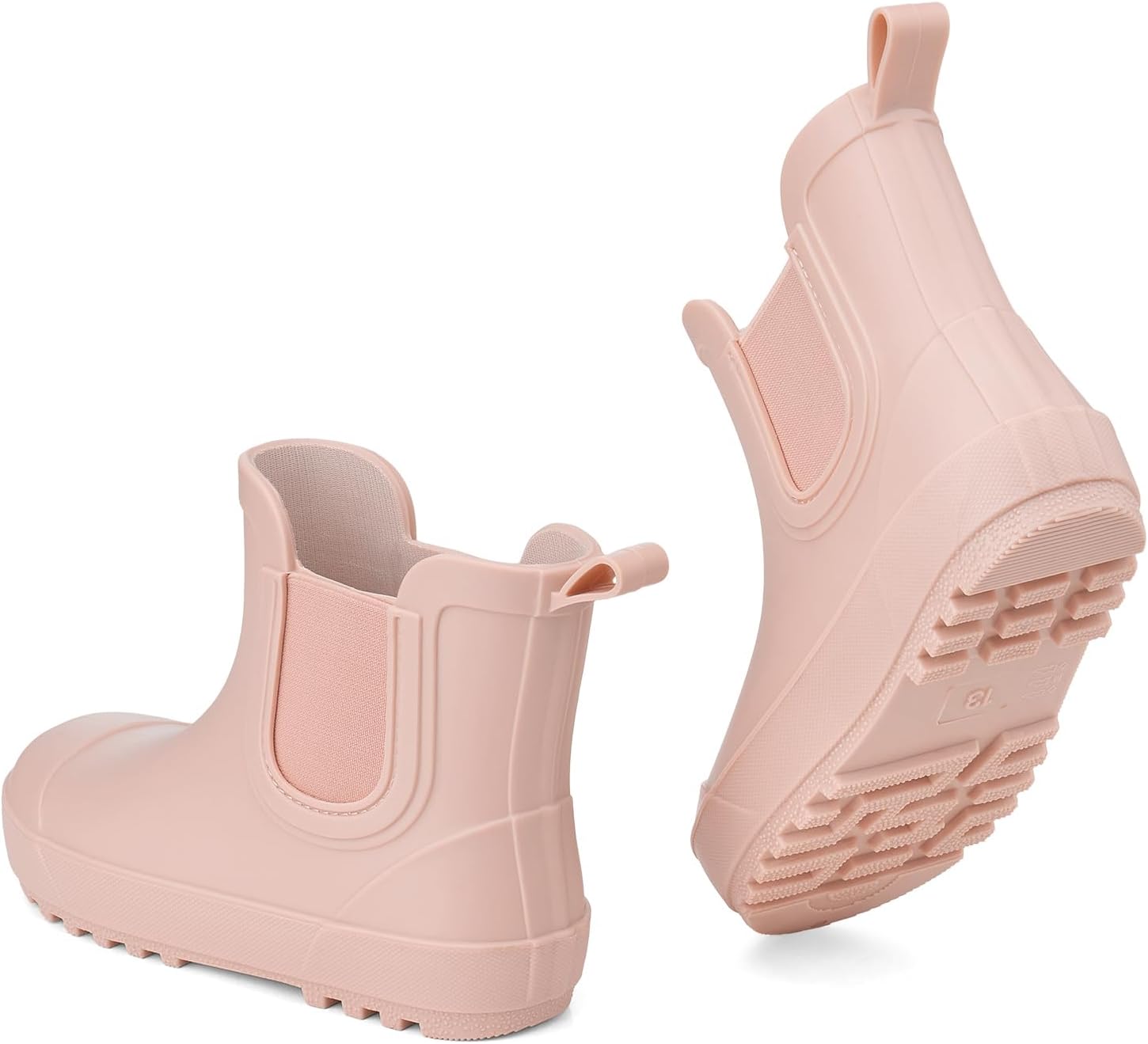 HISEA Kids Waterproof Ankle Deck Boots, Non-Slip Rubber Chelsea Slip-On with Round Toe for Boys & Girls, Lightweight Toddler to Big Kid Rainboots for Farm, Park, Hiking & Outdoor Play