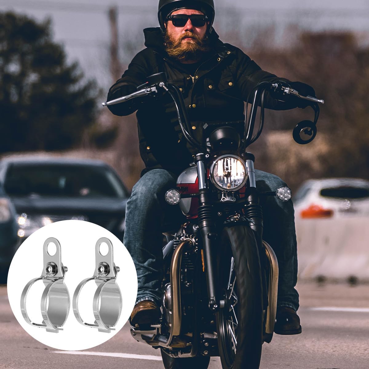 Motorcycle Turn Signal Fork Bracket 2pcs Motorbike Lamp Holder Clamp Indicator Mount Brackets Compatible with Harley for Signal Light Installation