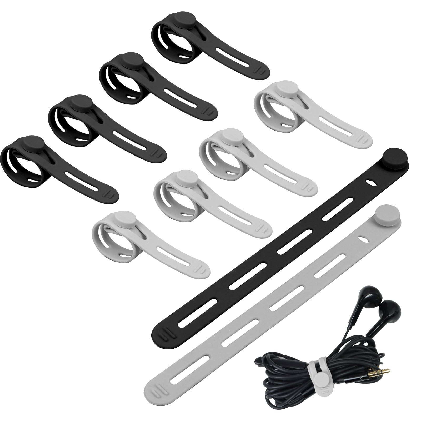 Bcautay Silikon Kabelbinder,130 mm Wiederverwendbar Flexibler Kabel Organizer für Zuhause, Büro & Reisen, Elastische Silikon Kabelbinder für Kabel Zuhause Büro Schule Küche (Grau)