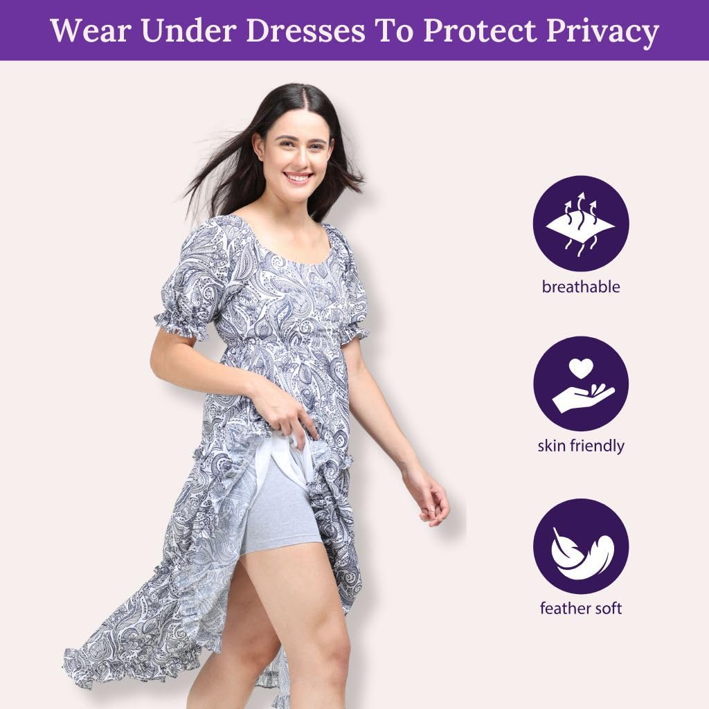 ADIRA | Inner Shorts for Women Dresses | Women Tights Shorts | Soft & Comfy, Knitted Stretchy Fabric | Prevents Inner Thigh Chafing | Perfect Length to Wear Under Dress | Pack of 1 | Skin | M 3