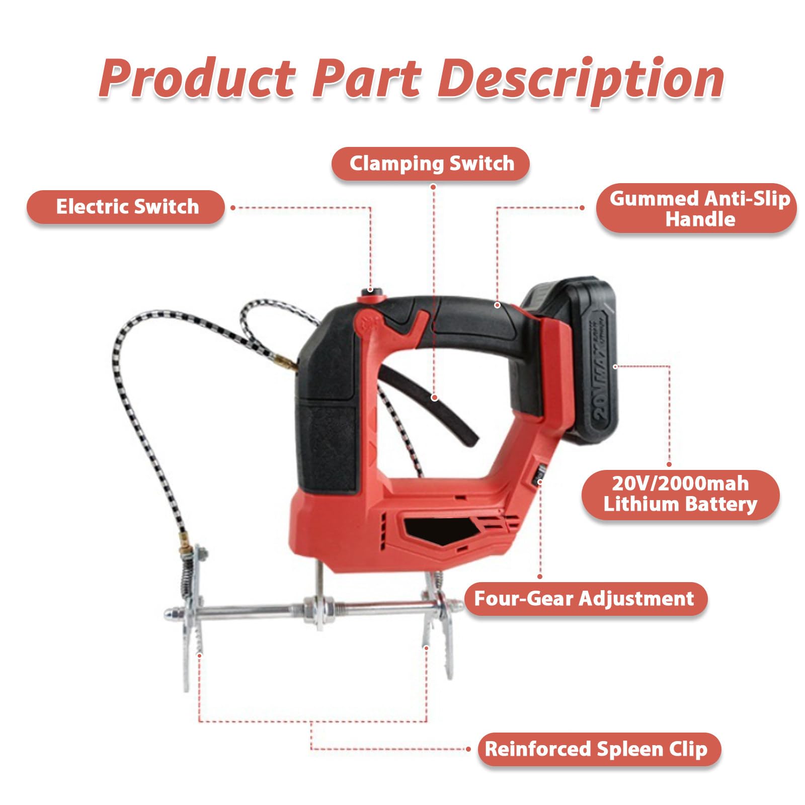 Scuotitore Elettrico Manuale per api Scuotitore Elettrico per api 1-4 velocità 2700rpm 21.5cm serraggio favo per apicoltori Principianti & esperti RedMachine-BeeSuitL