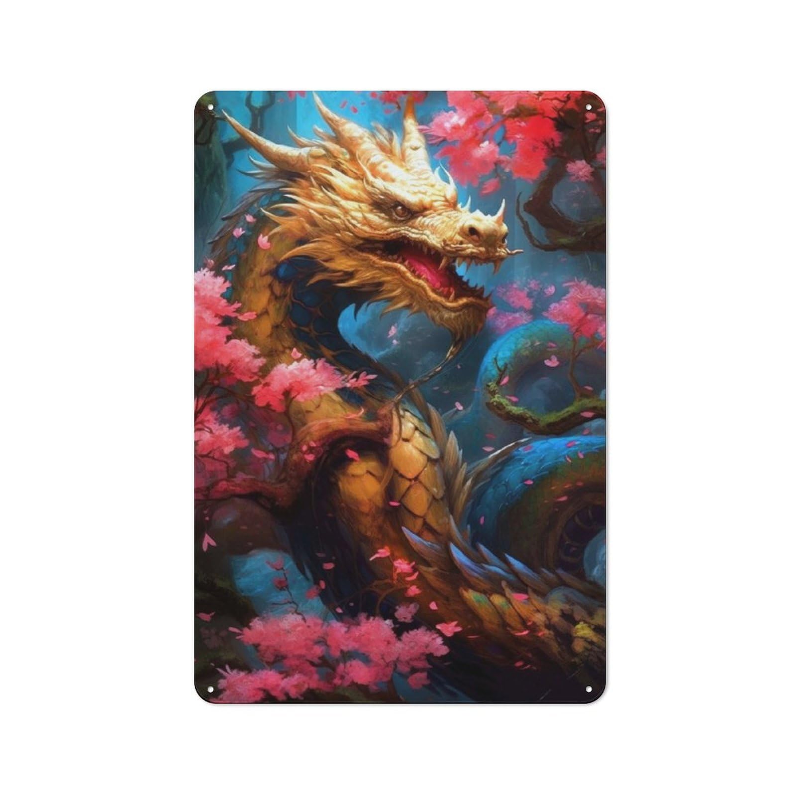 Junmoney Crescendo Dragon Friendly Cafe Metal Sign 30X20cm, Restaurant Wall Art For Coffee Bar, Small Shop Or Dining Room