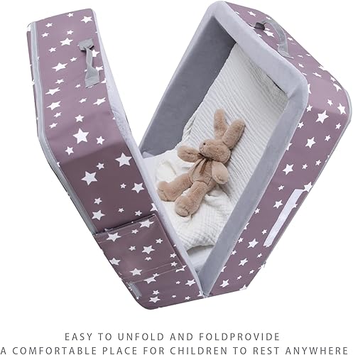 Miniatura 6 de Mooedcoe Cama plegable para niños pequeños con lados, cama plegable para niños pequeños de viaje, cuna de espuma (estrella), color gris