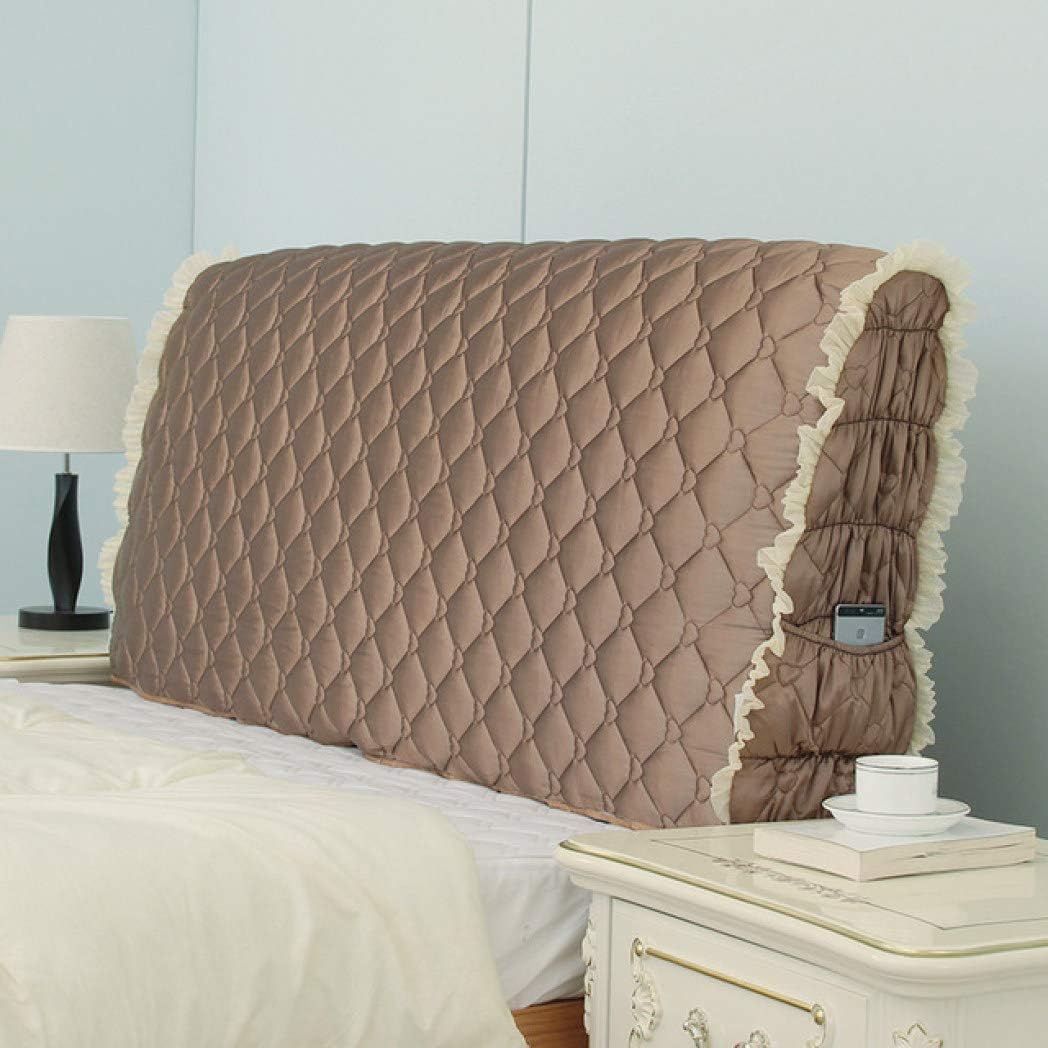 ERNZI Princess Style Headboard Slipcover for Girls King Bed Head Decoration,Soft Quilted Headboard Cover for Wooden Leather Upholstered Bed Headboard Protector Brown