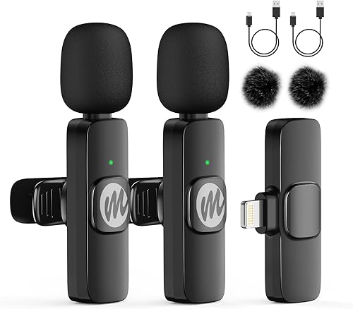 Miniatura 6 de Moman Micrófono Lavalier inalámbrico para iPhone, micrófono con clip para grabación de video, entrevista, podcast, vlog, YouTube, micrófono de