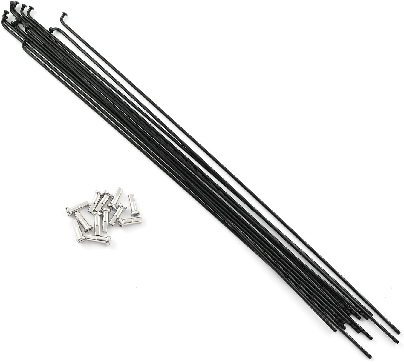 12pcs Stainless Steel Spokes 290mm Mountain Bike/Road Bike 14G Spokes Black with 12mm Nipples