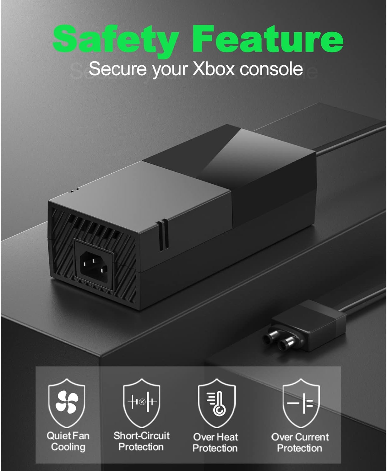 Power Supply for Xbox One,AC Adapter Charger Power Cord with Brick for Xbox One Console, 100-240V Auto Voltage