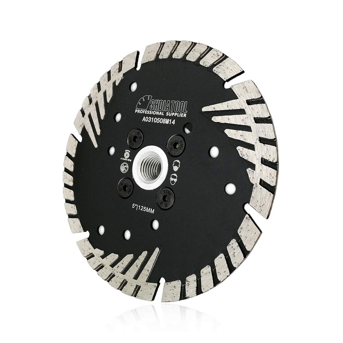 SHDIATOOL Diamentowe ostrze do cięcia z turboskośną ochroną zęby 2 szt. 125 mm x M14 do betonowej cegły granitowej marmuru muru