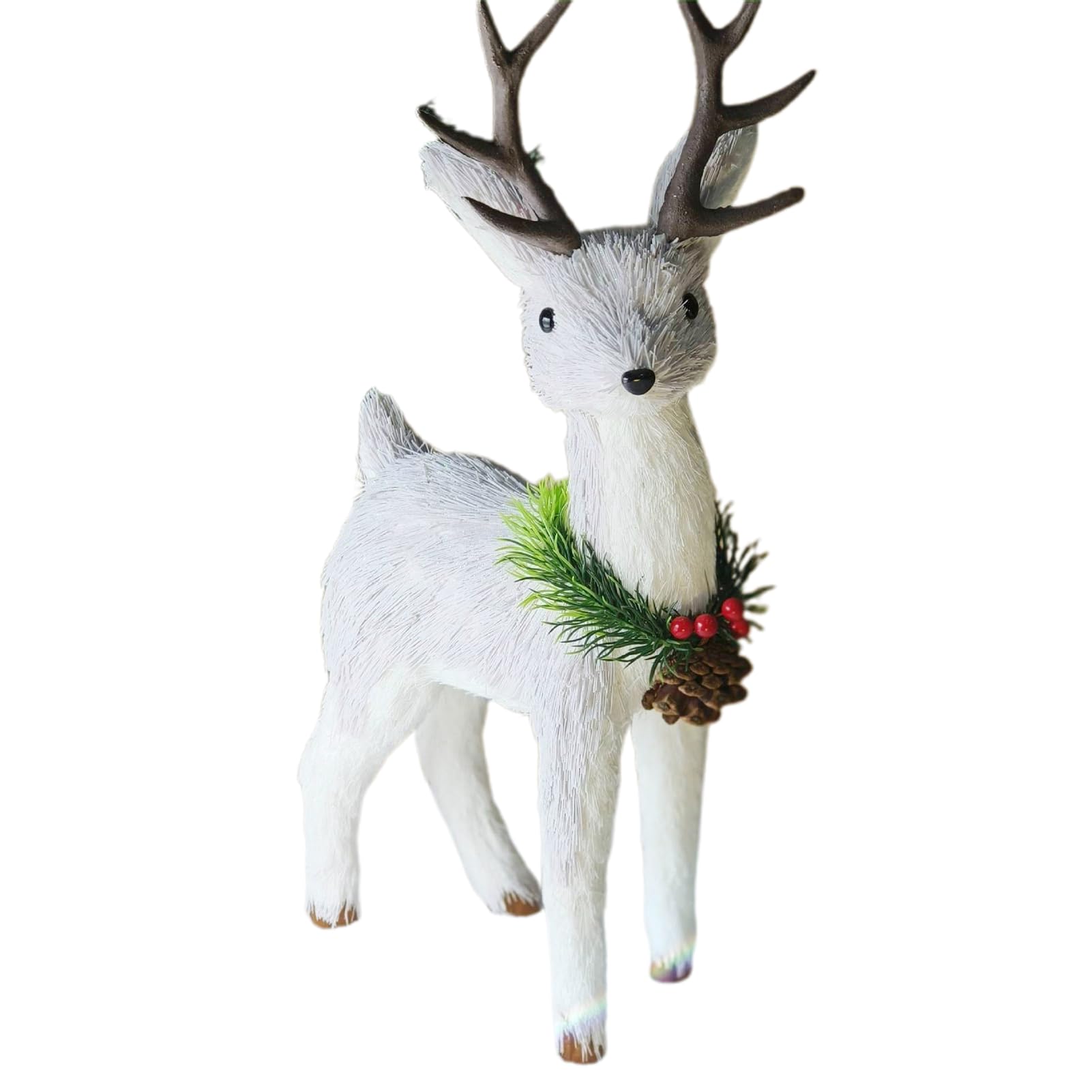 Wnvivi Sisal Reindeer Statue Desktop Ornaments,Standing Deer Ornaments,Straw Foam Reindeer Figurine Miniature Sculpture for Home Holiday Decor (D)