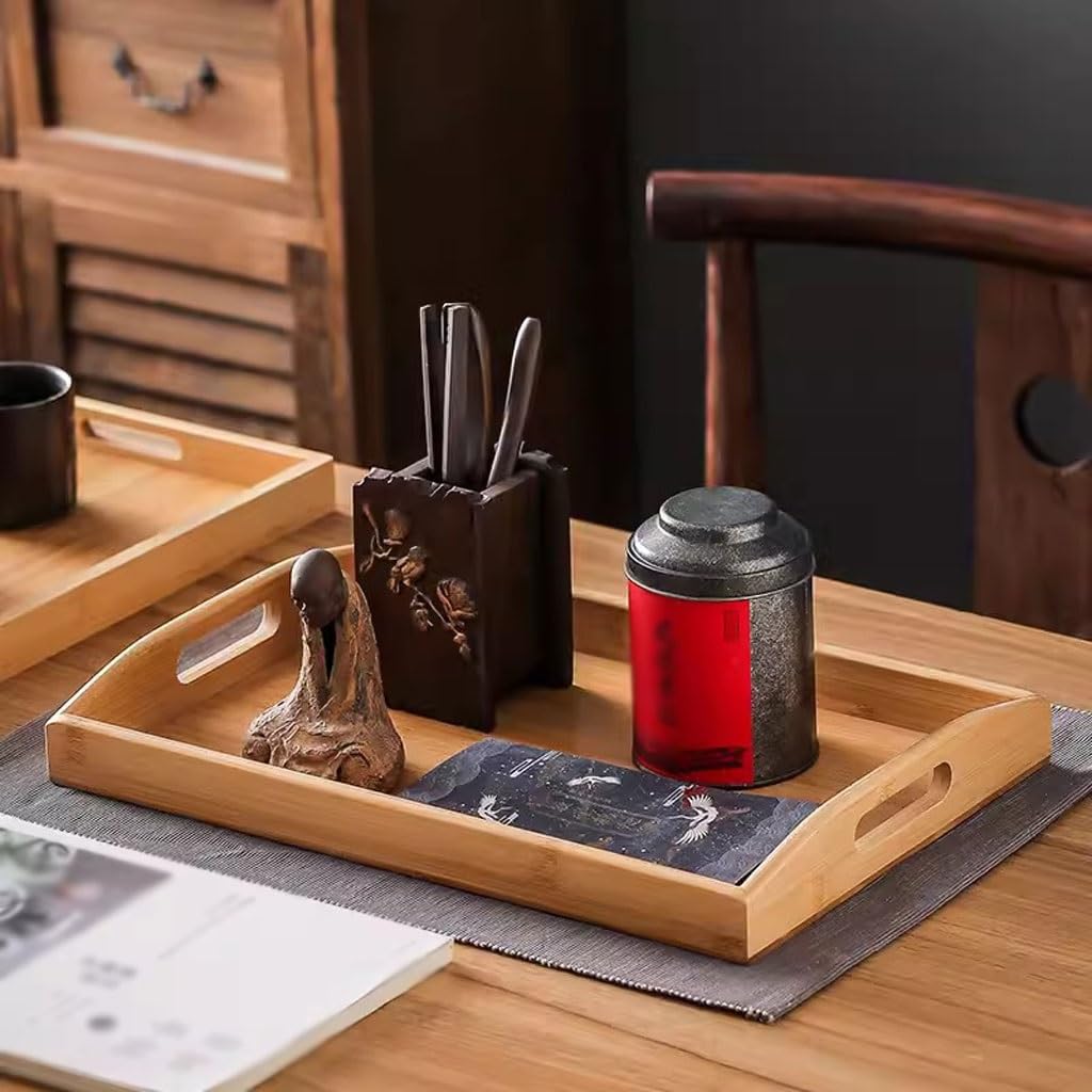 Bandeja para Servir té, Rectangular, para exhibir Tazas de té, para restaurantes, cafeterías, hoteles, Comidas, bandejas Grandes para Comer en el Regazo (C)
