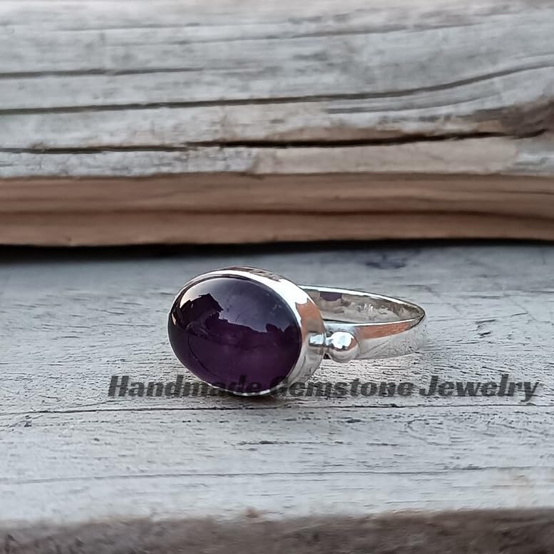 Natural Amethyst Ring, February Birthstone Ring, Oval Stone Ring, Bohemian Ring, Daily Wear Ring, Attractive Ring, Healing Crystal Ring, Amethyst Jewelry