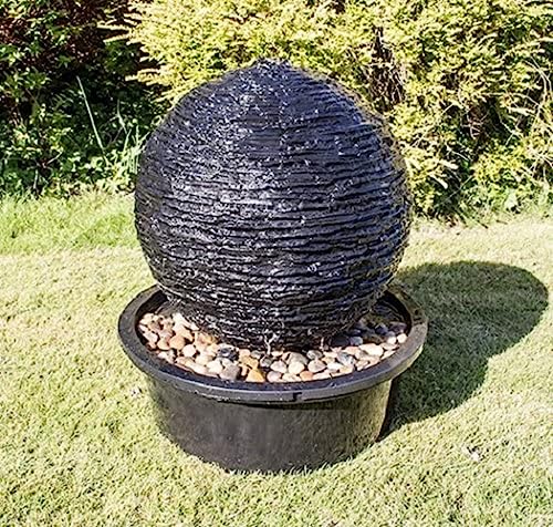Primrose 56cm Layered Slate Effect Torver Sphere Cascade Water Feature with Lights & Fully Self Contained Decorative Fountain