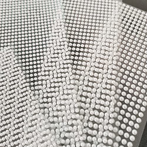 2800 Pcs Self Adhesive Pearl Stickers White Flat Back Pearls Sticker For Face Beauty Makeup Nail Art Cell Phone Diy Crafts Home Decoration 4 Size(3Mm/4Mm/5Mm/6Mm) #TOP4