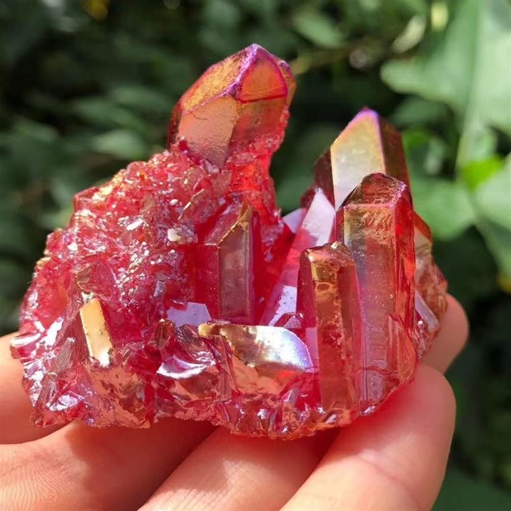 302g Natural Aura Quartz Crystal Rainbow Titanium Cluster VUG - Foto 8