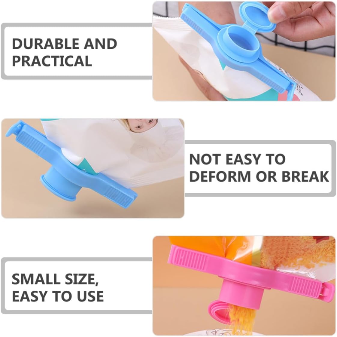 TIDTALEO 12pcs Reusable Snack Bag Clips Multi-Purpose Food Bag Sealing Clips Plastic Kitchen Not Easy to Deform or Break for Household Use