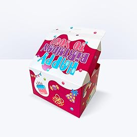 FETTIPOP Gift Box Surprise Exploding Confetti Kit (Red) Happy Birthday, Prank Pop Up 7.2x5.5x4.3 in.