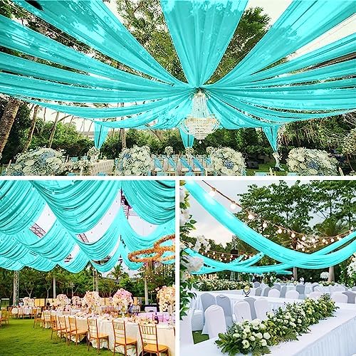 Hapihom 6 Panels Ceiling Drapes for Weddings 5ftx20ft Arch Draping Fabric Sheer Curtains DIY Wedding Ceiling Decorations for Party Ceremony Stage Swag champagne