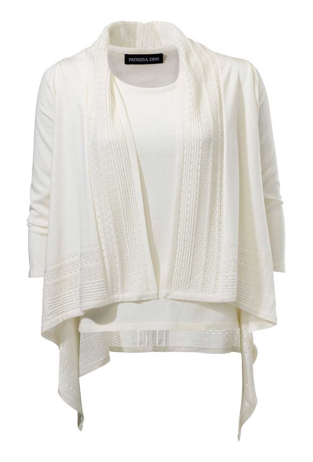 Damen-Twinset Feinstrick Offwhite (36)