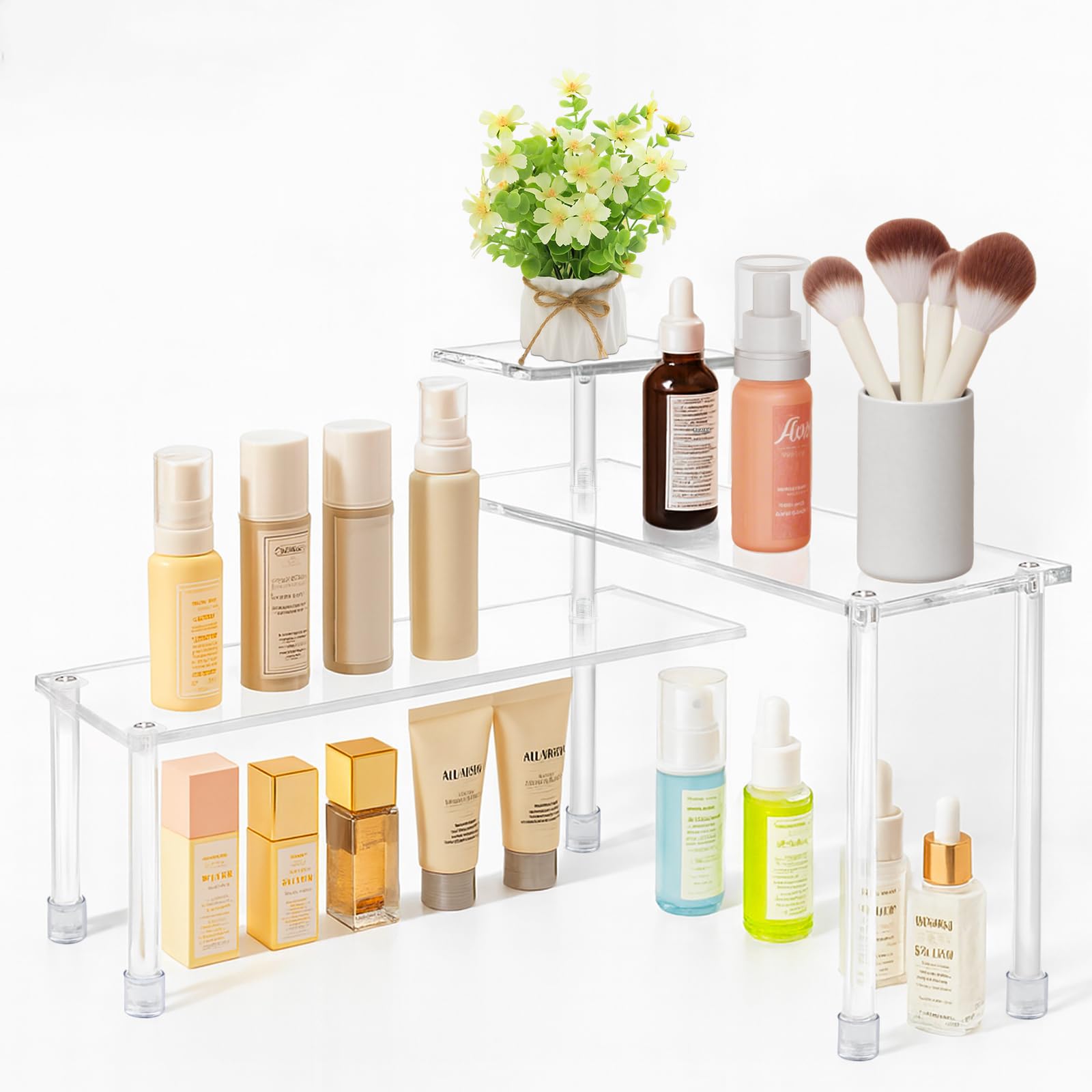 Photo 1 of HYAMVOR Bathroom Organizer-Acrylic Countertop Corner Shelf,3-Tiers Organization Trays,Moveable Storage Shelves, Waterproof Spice Rack Gift for Kitchen,Home,Coffee Break Room,Makeup