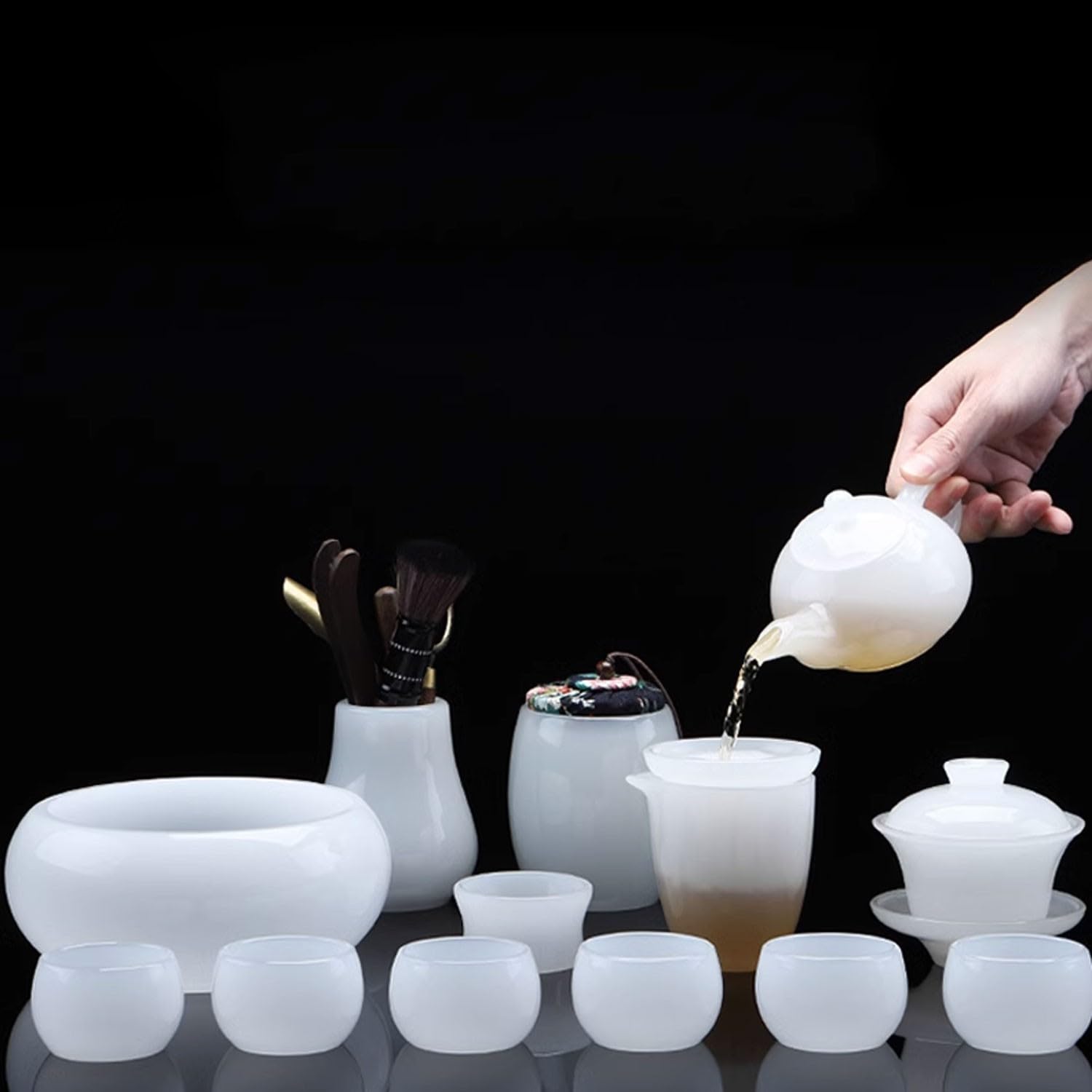 Teeservice, Teetassen-Set, Teeservice, Glas-Teeservice, Haushalts-Jade-Porzellan-Teekanne, Geschenkbox Beauty Comes