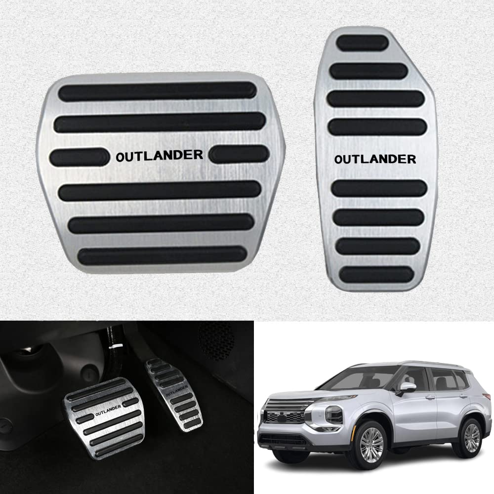 Kakash Custom Interior Accessories for Mitsubishi Outlander 2022 2023 PHEV 2023 2024 aluminium alloy Gas Accelerator Pedal Covers,Anti-Slip No Drilling Brake Foot Pedal Pads 2 pieces/set(silver)